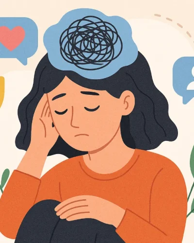 Seorang perempuan duduk tenang sambil menulis di jurnal di taman pagi hari, menggambarkan salah satu cara menjaga kesehatan mental yang dilakukan dengan refleksi diri dan ketenangan pikiran.