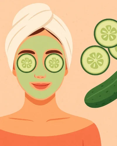 ilustrasi gambar manfaat timun untuk wajah